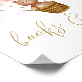 本とギフトテディベアピンク赤ちゃんシャワーのサイン ポスター (角)