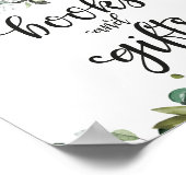 本とギフト緑の赤ちゃんシャワーのサイン ポスター (角)