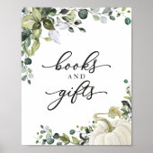 本とギフト緑の赤ちゃんシャワーのサイン ポスター (正面)