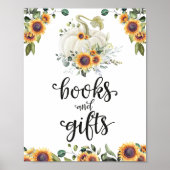 本とギフト緑の赤ちゃんシャワーのサイン ポスター (正面)