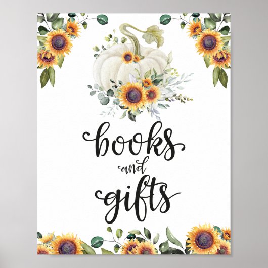 本とギフト緑の赤ちゃんシャワーのサイン ポスター (正面)