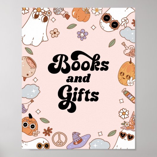 本とギフトGroovyハロウィーン幽霊赤ちゃんシャワー ポスター (正面)