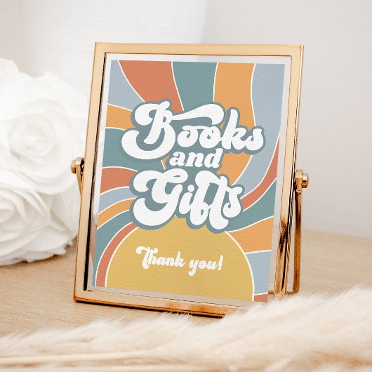 本とギフトGroovyレトロサンシャインベビーシャワー ポスター