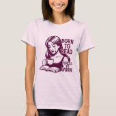 本とコーヒーが好きな女性のTシャツ Tシャツ (正面)