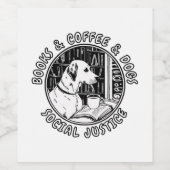 本とコーヒーと犬と社会的正義 ワインラベル (シングルラベル)