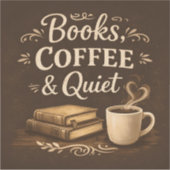 本とコーヒーと静寂 - ダークアカデミアを愛する読書家 シール (正面)