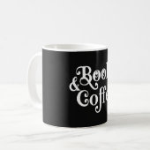 本とコーヒーのタイポグラフィー 白黒デザイン コーヒーマグカップ (正面左)