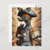 本とコーヒーを使ったロバ海賊 ポストカード (正面/裏面)