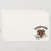 本とコーヒーを入れた本棚フクロウ 便箋 (正面/裏面)