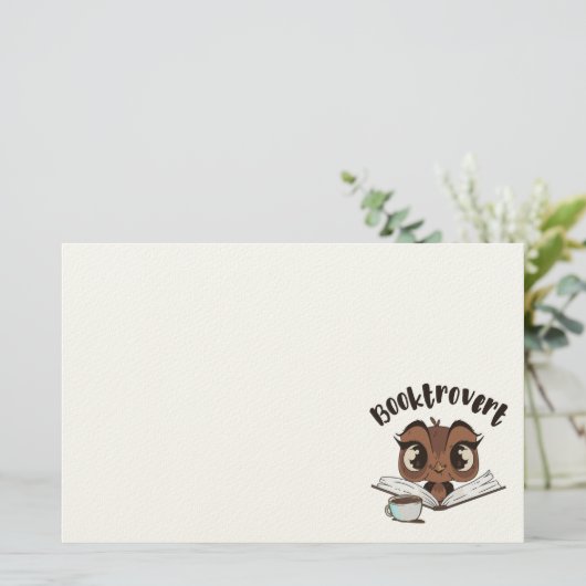 本とコーヒーを入れた本棚フクロウ 便箋 (スタンド正面)