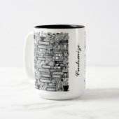 本とコーヒーカラー私のドードル ツートーンマグカップ (正面左)