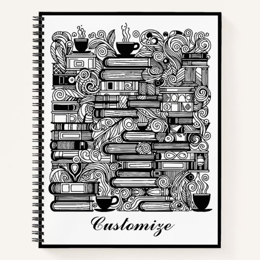 本とコーヒーカラー私のドードル ノートブック (正面)
