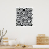 本とコーヒーカラー私のドードル ポスター (キッチン)