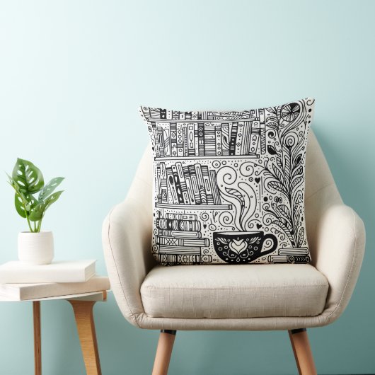 本とコーヒーカラー私ドードル2 クッション (椅子)