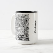 本とコーヒーカラー私ドードル2 ツートーンマグカップ (正面左)