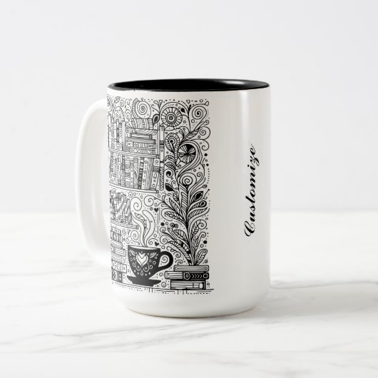 本とコーヒーカラー私ドードル2 ツートーンマグカップ (正面左)