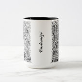 本とコーヒーカラー私ドードル2 ツートーンマグカップ (中央)