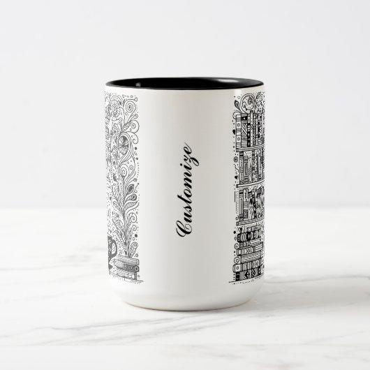 本とコーヒーカラー私ドードル2 ツートーンマグカップ (中央)