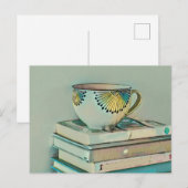 本とコーヒー好きな人のプレゼント ポストカード (正面/裏面)