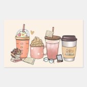 本とコーヒー好き 長方形シール (正面)