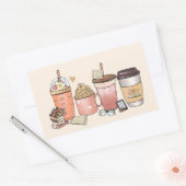 本とコーヒー好き 長方形シール (封筒)