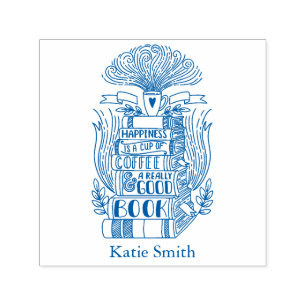 本とコーヒー好パーソナライズされたき セルフインキングスタンプ