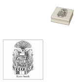 本とコーヒー好パーソナライズされたき ラバースタンプ (押印)