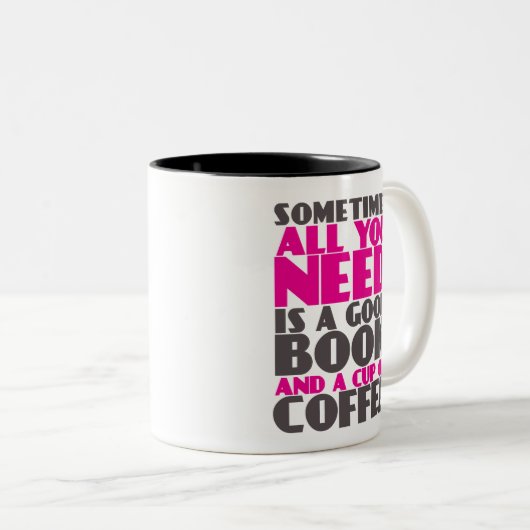 本とコーヒー愛好家のためのおもしろマグカップブックワームおたく ツートーンマグカップ (正面右)