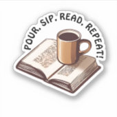 本とコーヒー愛好家の防水 シール (正面)