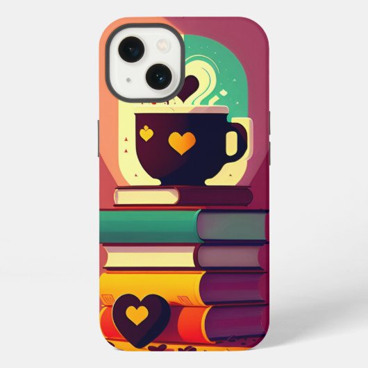 本とコーヒー iPhoneケース (裏面)