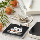 本とバークス – かわいい眠い読犬のデザイン キーホルダー (正面右)