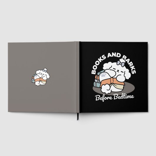 本とバークス – かわいい眠い読犬のデザイン ゲストブック (全面)