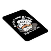 本とバークス – かわいい眠い読犬のデザイン マグネット (右側)