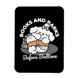 本とバークス – かわいい眠い読犬のデザイン マグネット