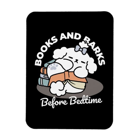 本とバークス – かわいい眠い読犬のデザイン マグネット (縦)