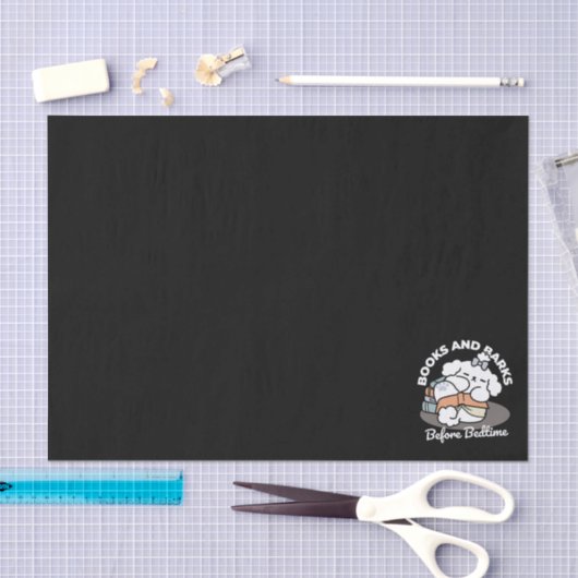 本とバークス – かわいい眠い読犬のデザイン 薄葉紙 (クラフト)