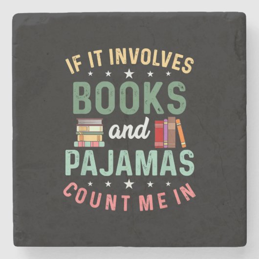 本とパジャマに数えおもしろい読る ストーンコースター (正面)