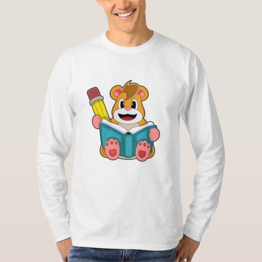 本とペンでハムスター Tシャツ (正面)