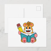 本とペンを持つハムスター ポストカード (正面/裏面)