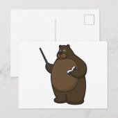 本とポインターを持った教師としてのクマ ポストカード (正面/裏面)