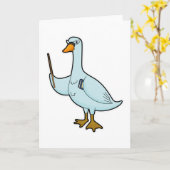 本とポインターを持った教師のスワン カード (黄色い花)