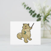 本とポインターを持った教師の犬 ポストカード (スタンド正面)