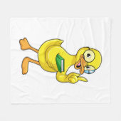 本とメガネで先生としてアヒル フリースブランケット (正面(横))