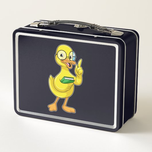 本とメガネで先生としてアヒル メタルランチボックス (裏面)