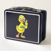 本とメガネで先生としてアヒル メタルランチボックス (正面)