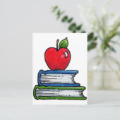 本とリンゴ ポストカード (スタンド正面)