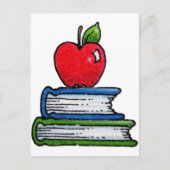 本とリンゴ ポストカード (正面)
