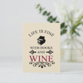 本とワインが好きな人への面白い名言 ポストカード (スタンド正面)