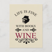 本とワインが好きな人への面白い名言 ポストカード (正面)