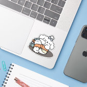 本とワンちゃん - かわいい眠そうな犬の読書デザイン シール (ノートパソコンとiPhone)